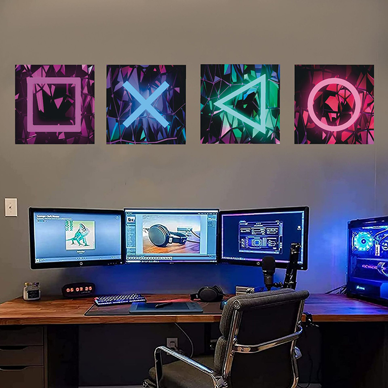 4PCS Kids Gaming Room Game Wal - Gaming Accessories Wallpaper 评论和价格