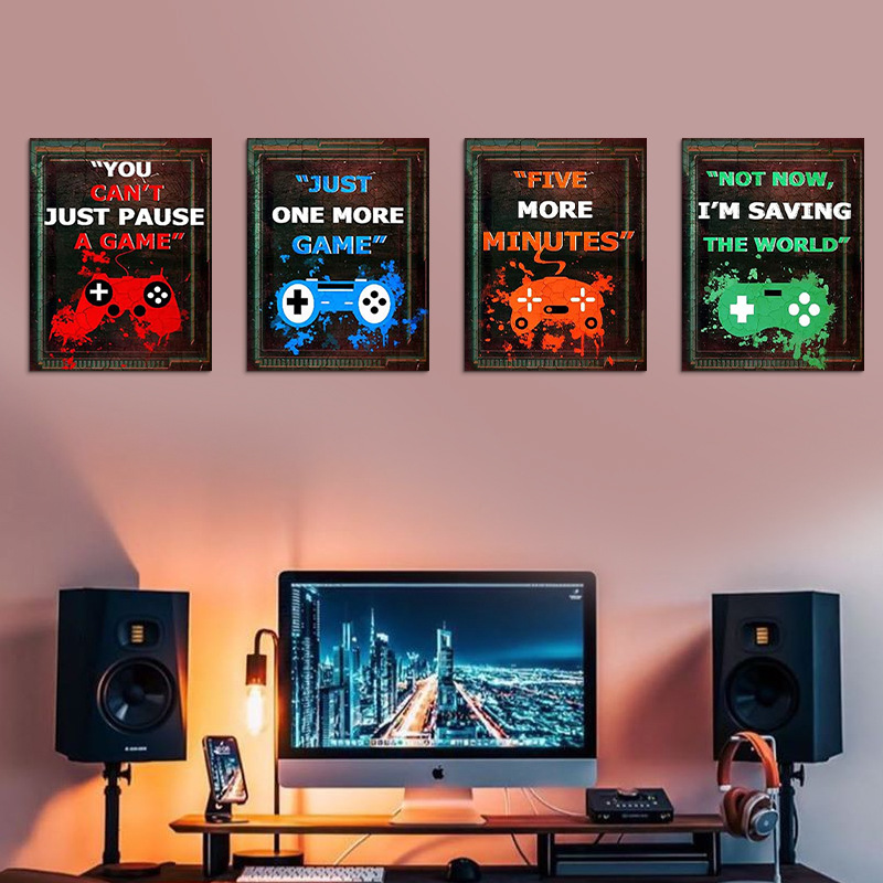4PCS Kids Gaming Room Game Wal - Gaming Accessories Wallpaper 评论和价格