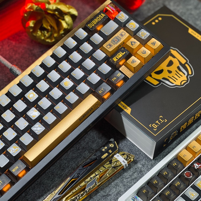 Golden Rose Theme Keycaps Set  - Gaming Set Accessories 评论和价格