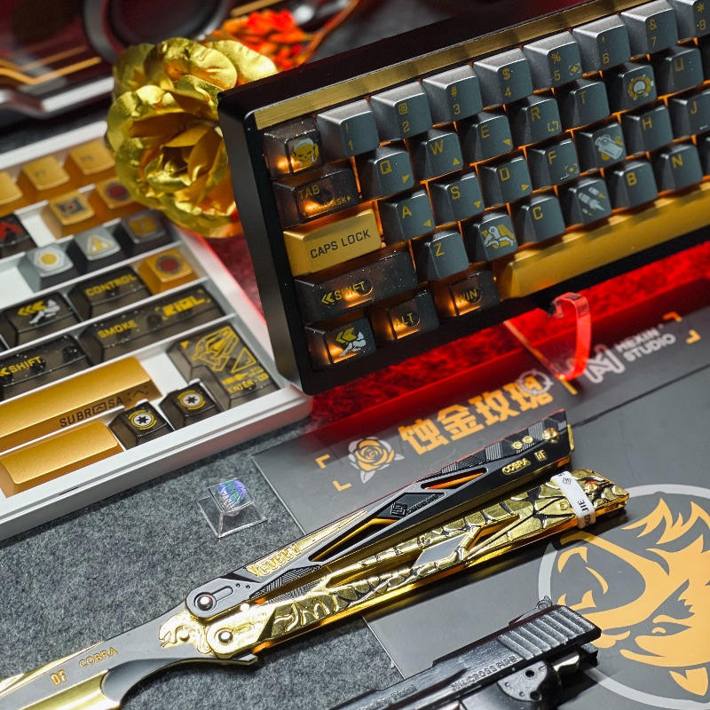 Golden Rose Theme Keycaps Set  - Gaming Set Accessories 评论和价格