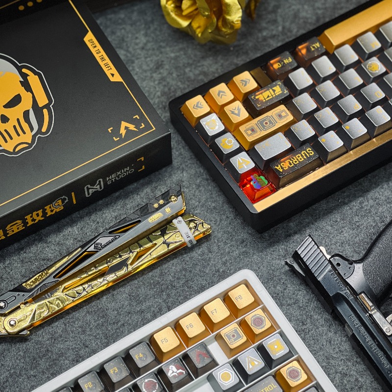 Golden Rose Theme Keycaps Set  - Gaming Set Accessories 评论和价格